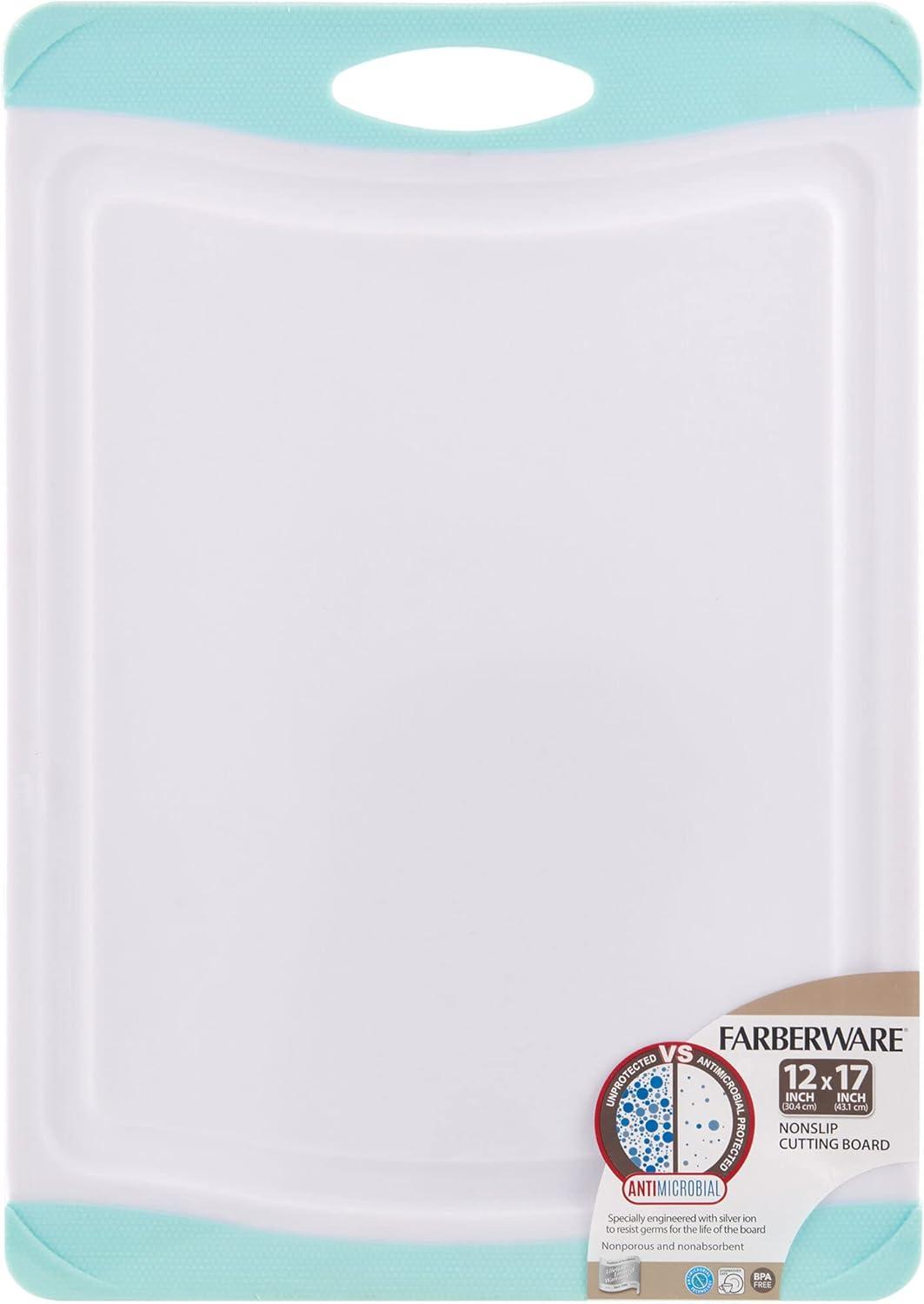 imageFarberware Nonslip Poly Cutting Board 8x10Inch Gray and WhiteAqua and White