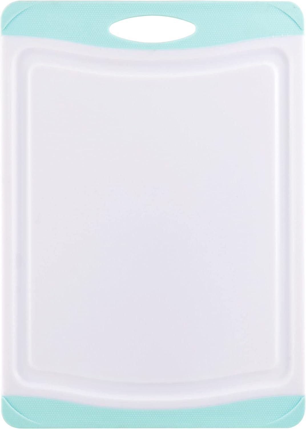 imageFarberware Nonslip Poly Cutting Board 8x10Inch Gray and WhiteAqua and White