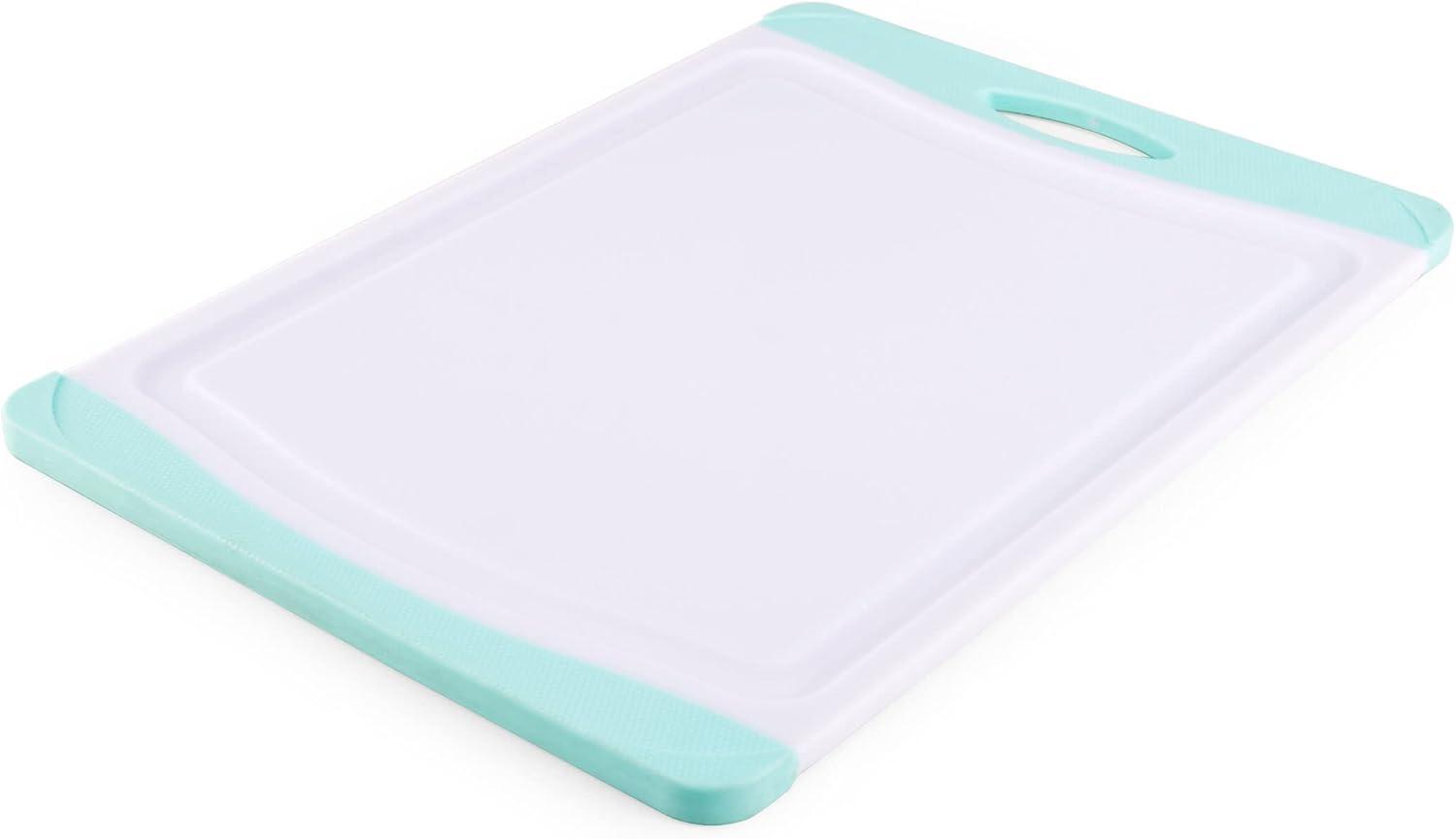 imageFarberware Nonslip Poly Cutting Board 8x10Inch Gray and WhiteAqua and White