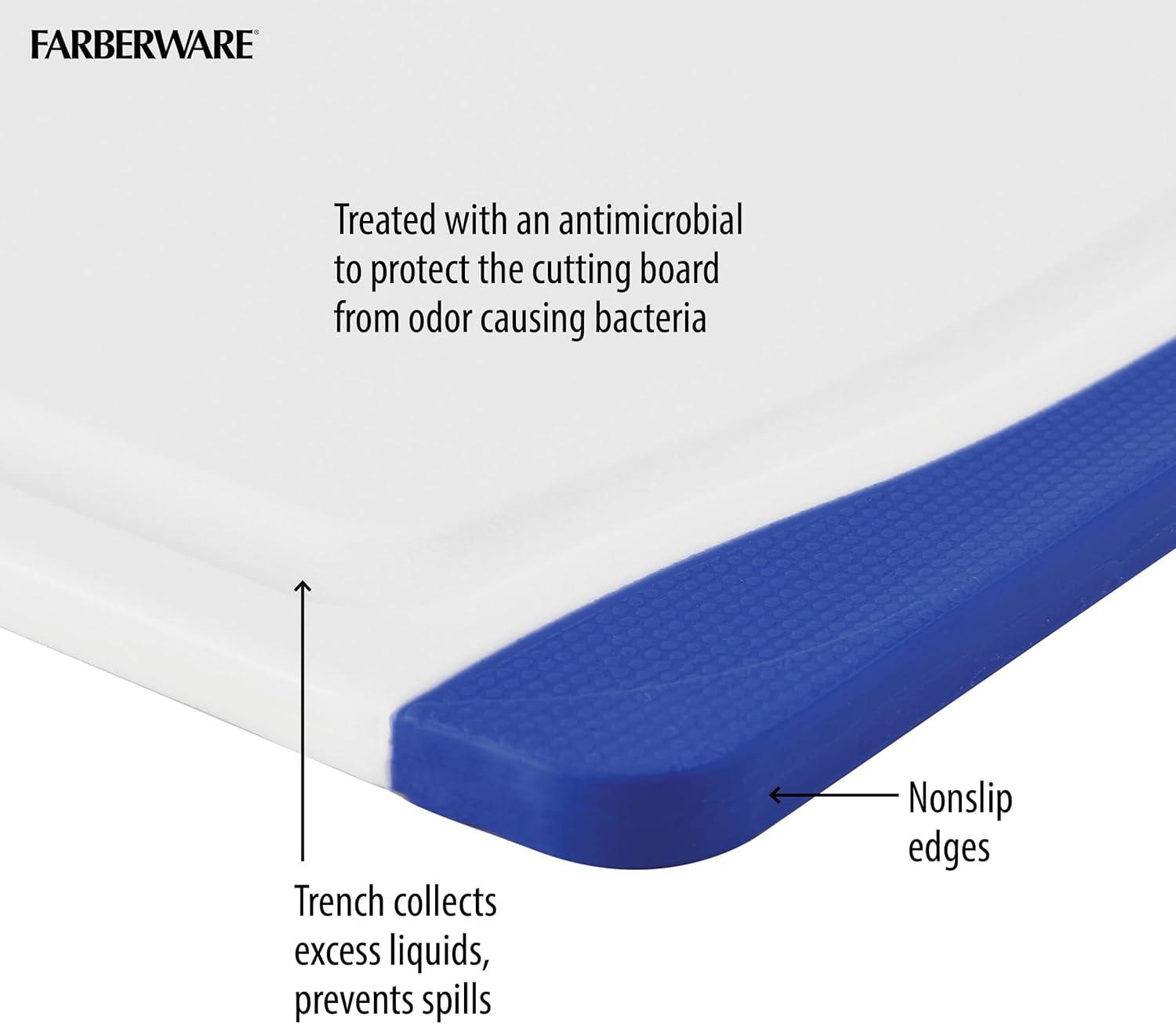 imageFarberware Nonslip Poly Cutting Board 8x10Inch Gray and WhiteBlue and White