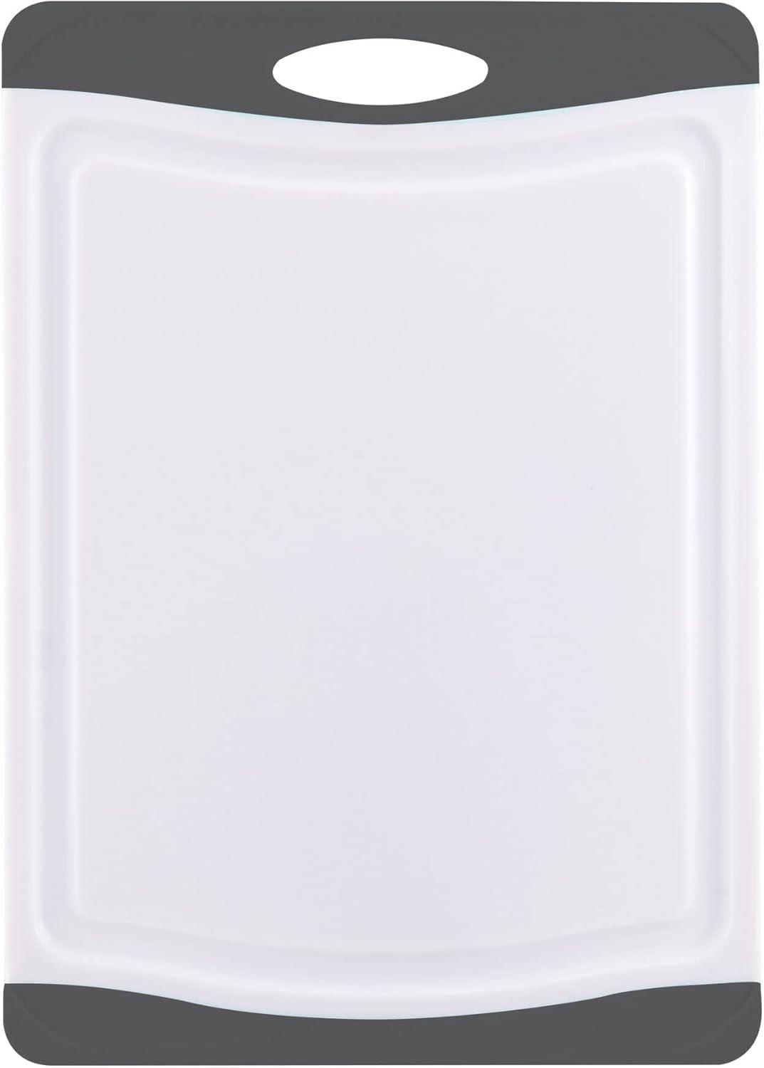 imageFarberware Nonslip Poly Cutting Board 8x10Inch Gray and WhiteGray and White