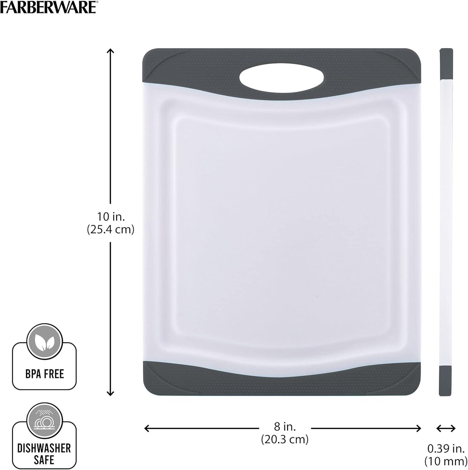 imageFarberware Nonslip Poly Cutting Board 8x10Inch Gray and WhiteGray and White