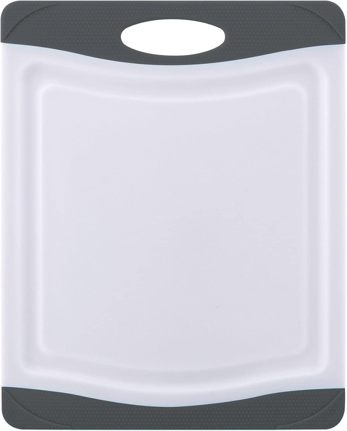 imageFarberware Nonslip Poly Cutting Board 8x10Inch Gray and WhiteGray and White