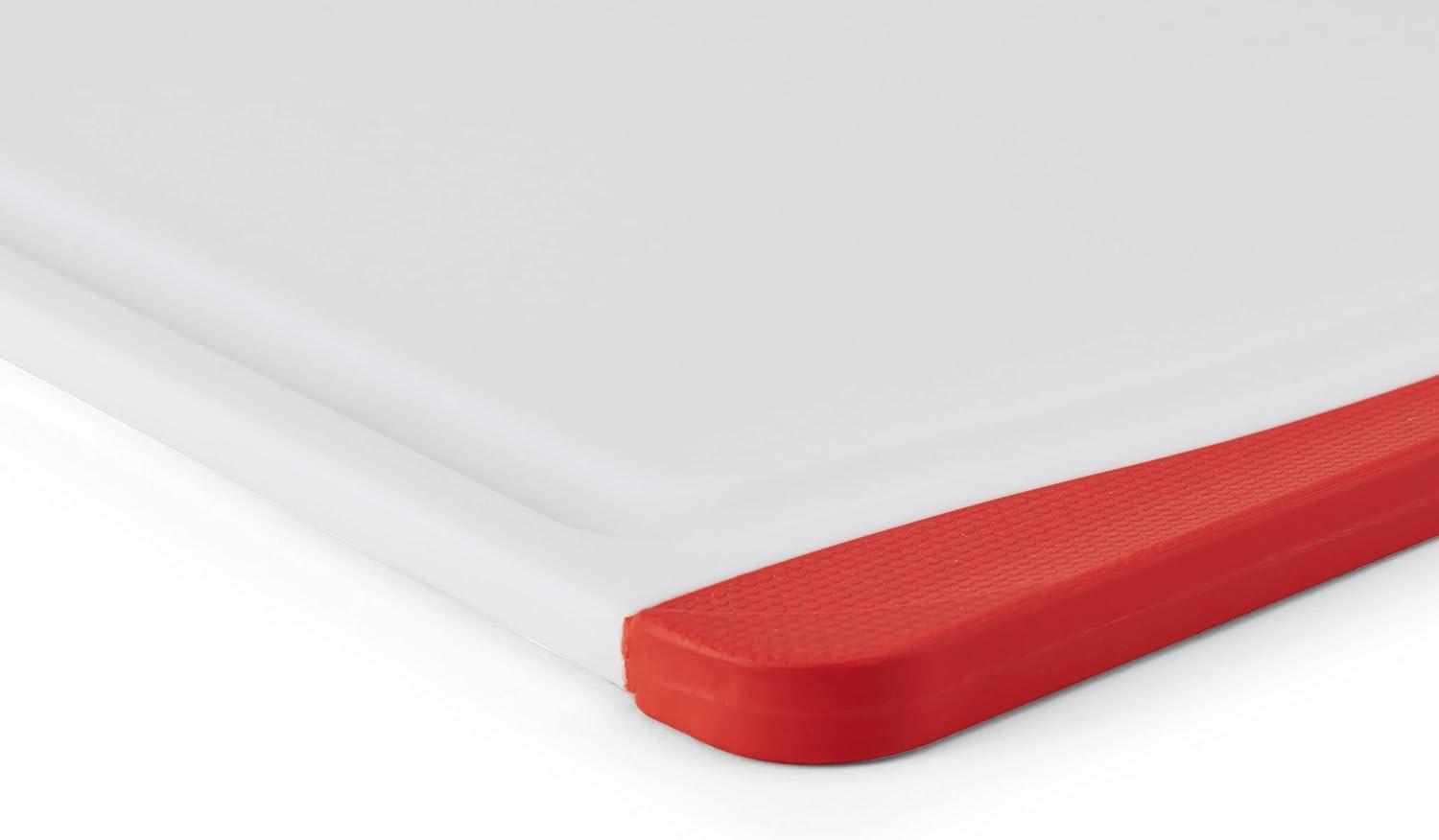 imageFarberware Nonslip Poly Cutting Board 8x10Inch Gray and WhiteRedWhite