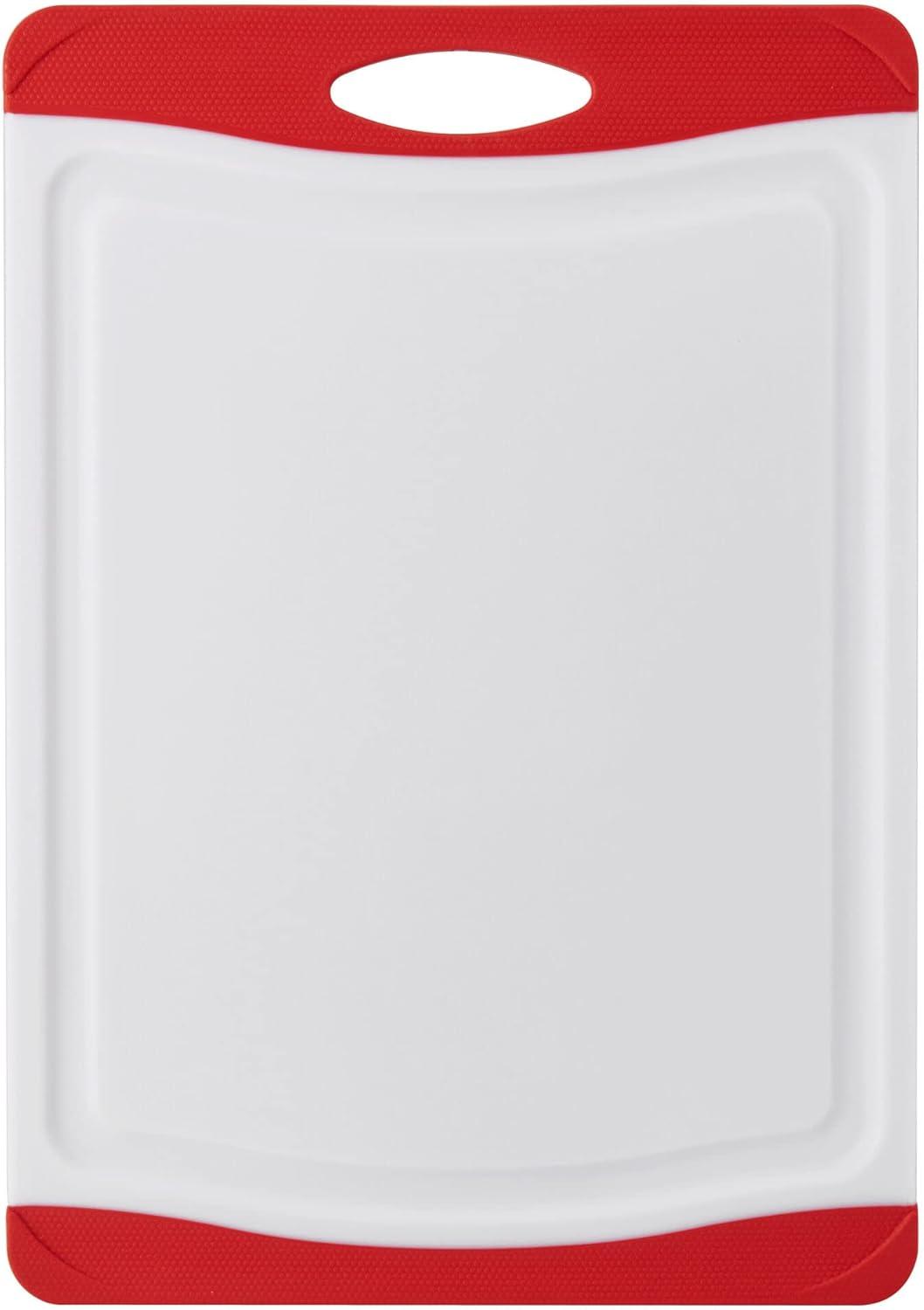 imageFarberware Nonslip Poly Cutting Board 8x10Inch Gray and WhiteRedWhite