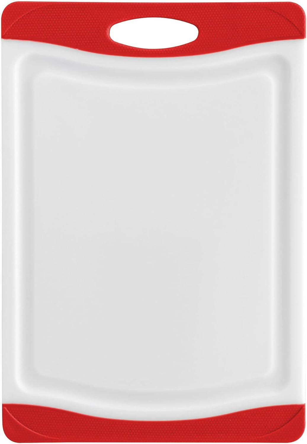 imageFarberware Nonslip Poly Cutting Board 8x10Inch Gray and WhiteRedWhite