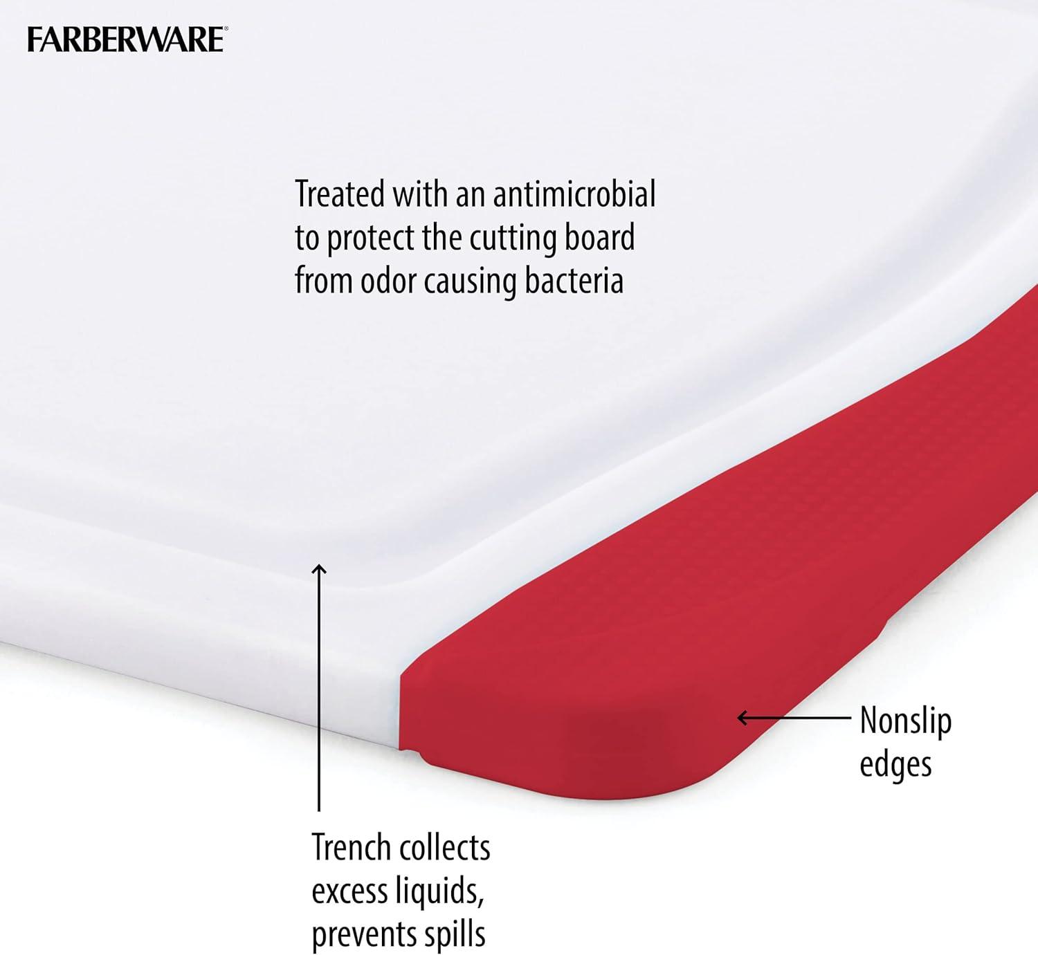 imageFarberware Nonslip Poly Cutting Board 8x10Inch Gray and WhiteRedWhite