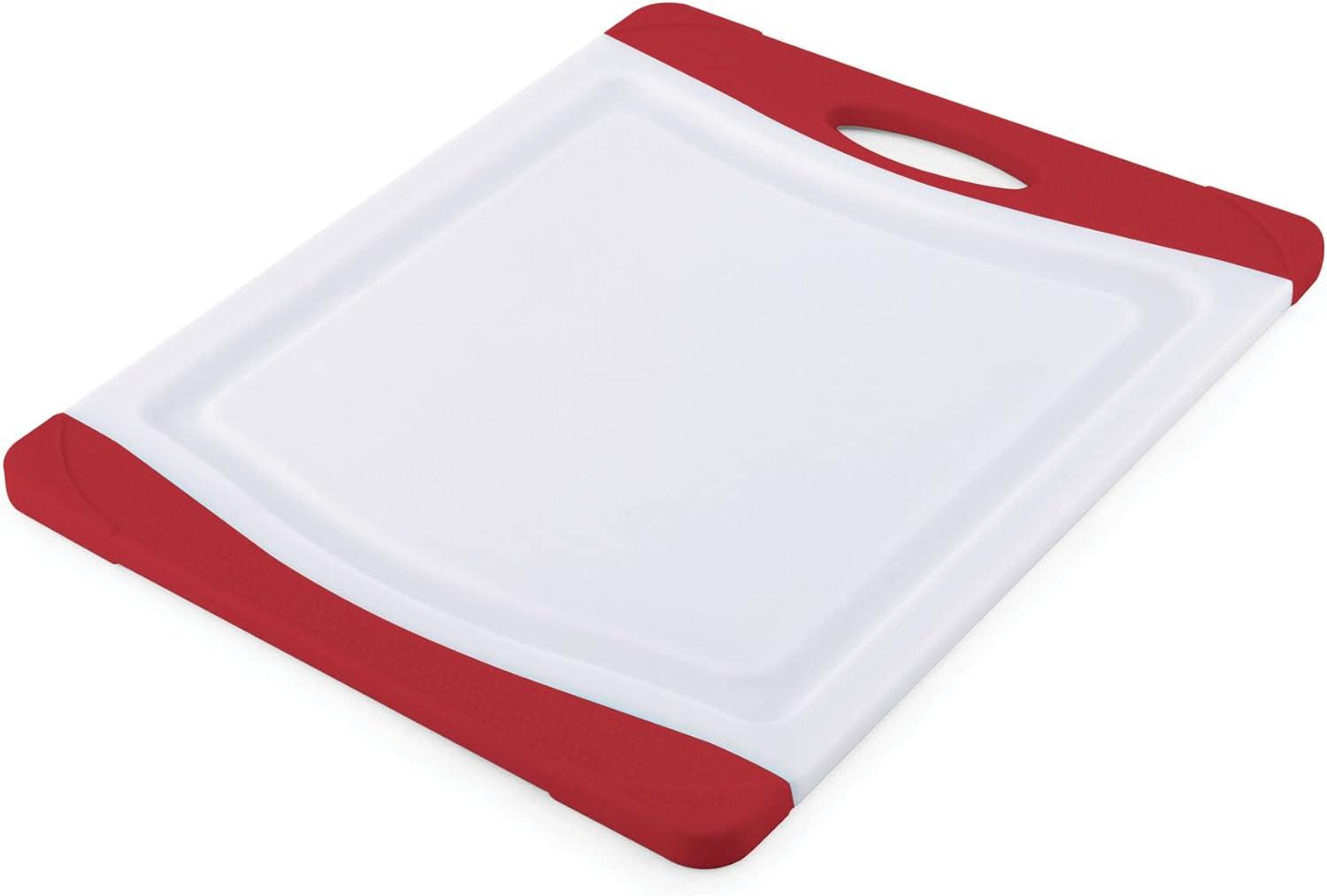 imageFarberware Nonslip Poly Cutting Board 8x10Inch Gray and WhiteRedWhite