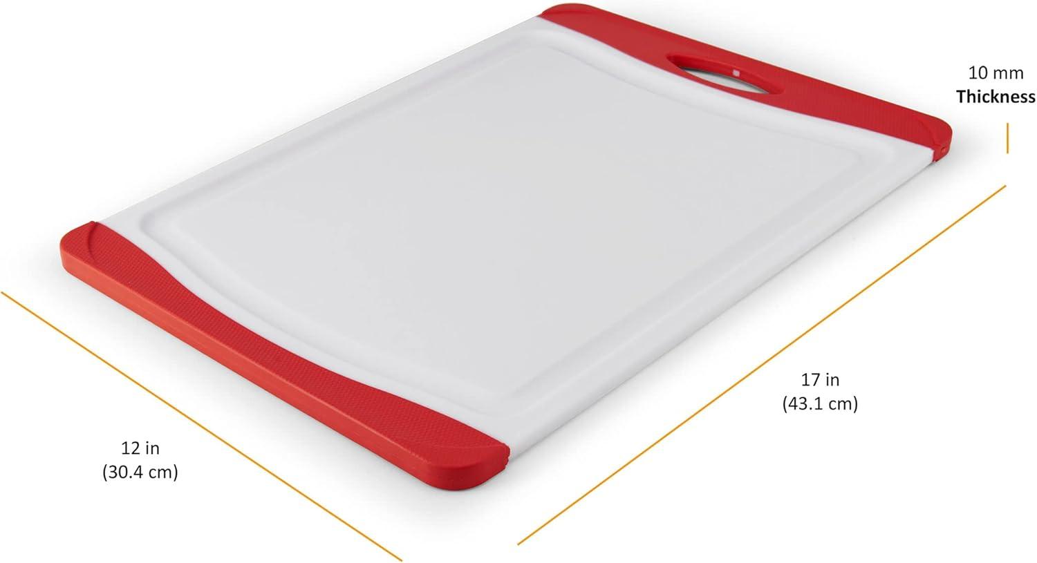 imageFarberware Nonslip Poly Cutting Board 8x10Inch Gray and WhiteRedWhite