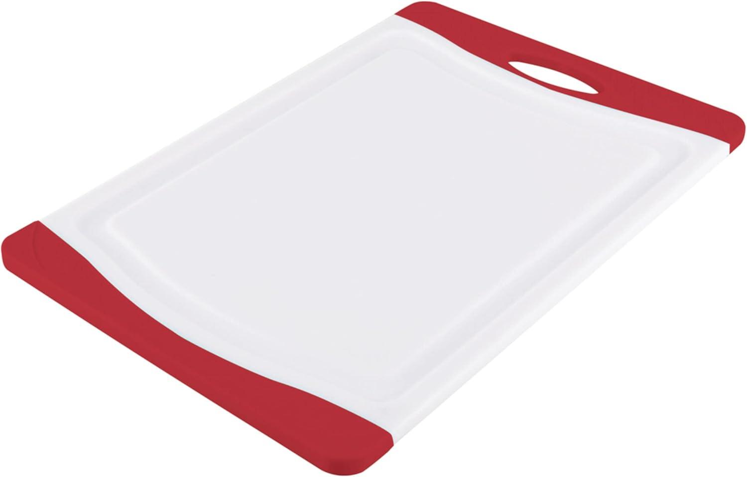 imageFarberware Nonslip Poly Cutting Board 8x10Inch Gray and WhiteRedWhite