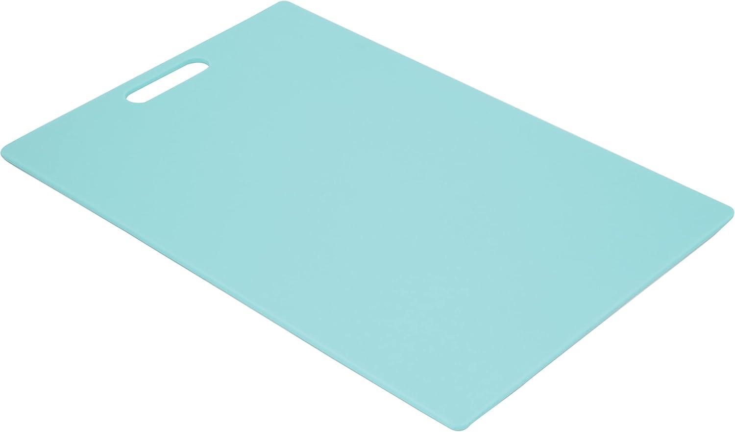 imageFarberware Plastic Cutting Board 12x18 Inch Aqua BPA Free Reversible Gentle on KnivesAqua