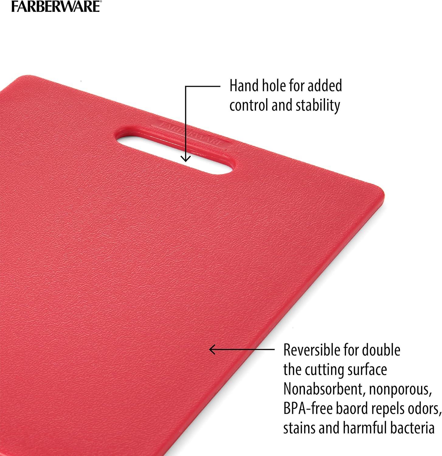 imageFarberware Plastic Cutting Board 12x18 Inch Aqua BPA Free Reversible Gentle on KnivesRed
