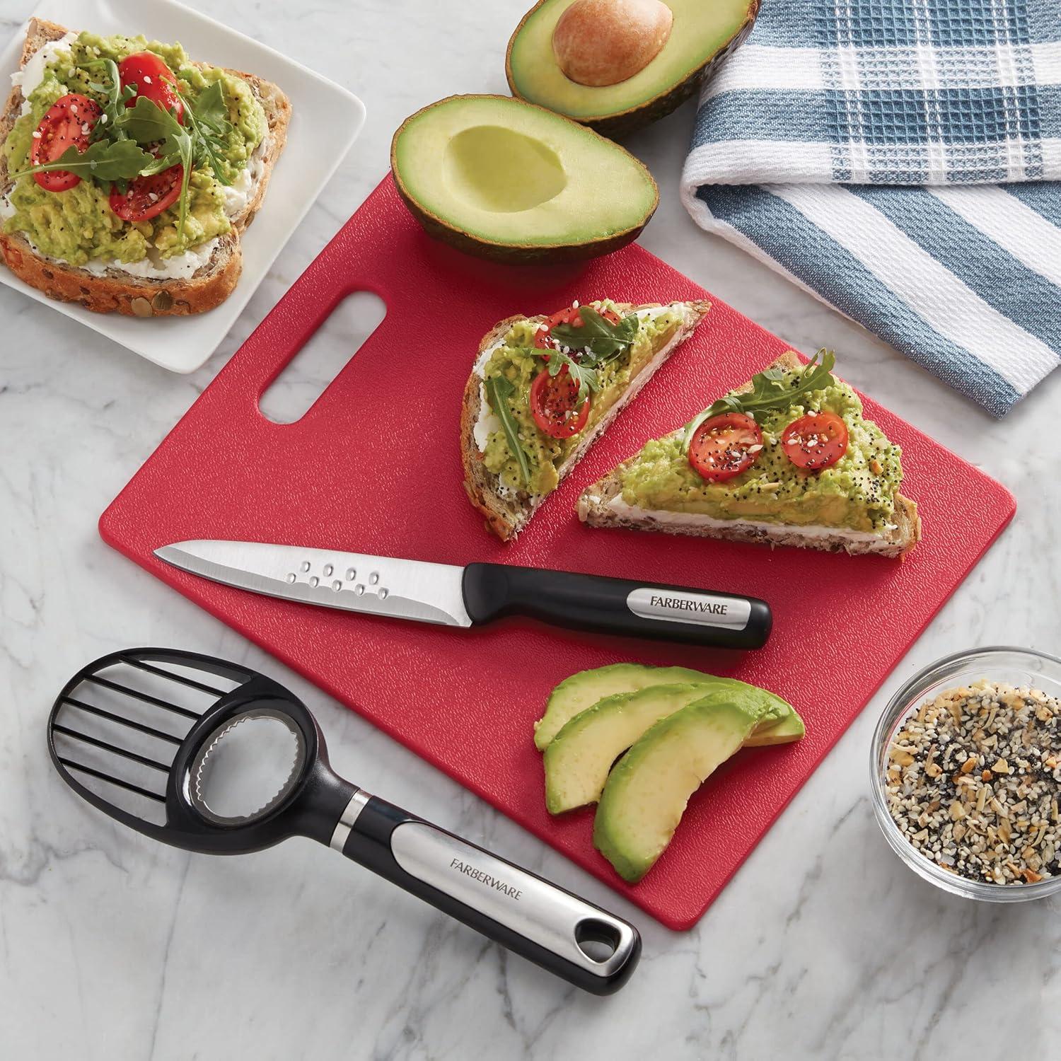 imageFarberware Plastic Cutting Board 12x18 Inch Aqua BPA Free Reversible Gentle on KnivesRed