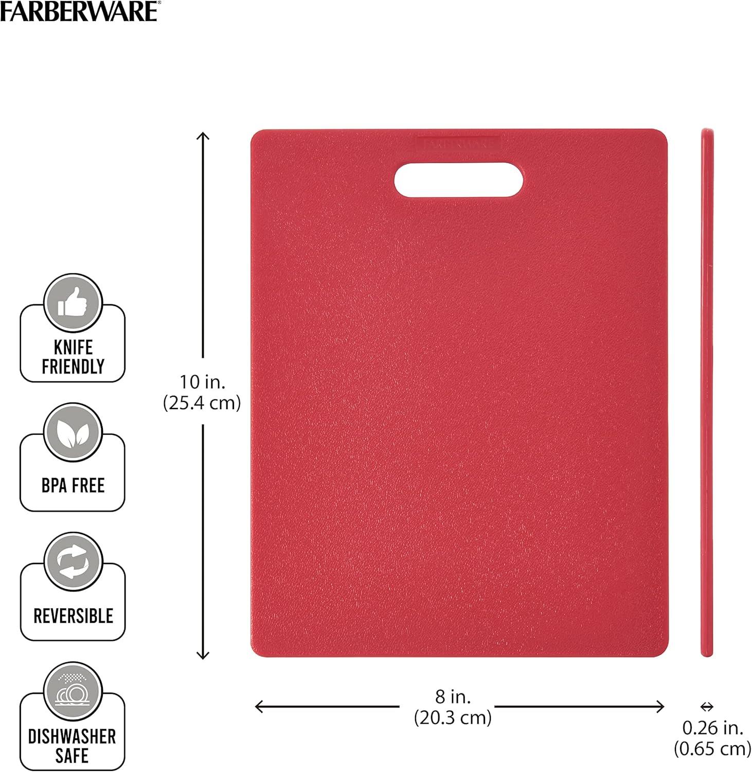 imageFarberware Plastic Cutting Board 12x18 Inch Aqua BPA Free Reversible Gentle on KnivesRed