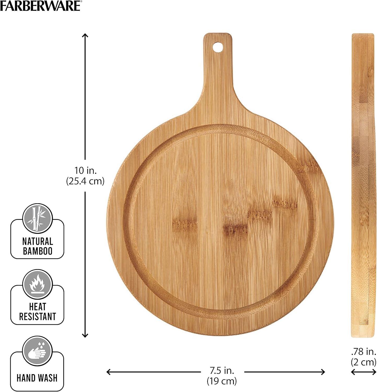 imageFarberware Round Paddle Board with Juice Groove 75x10 Inch Rubberwood10L x 75W