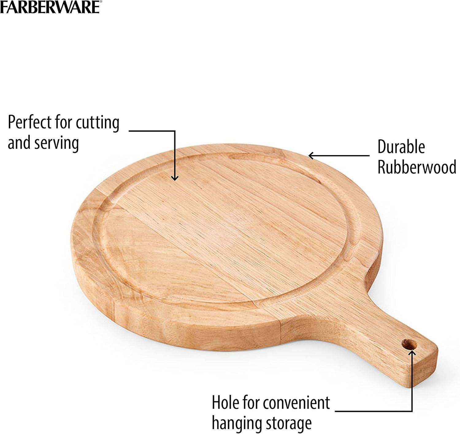imageFarberware Round Paddle Board with Juice Groove 75x10 Inch Rubberwood10L x 75W