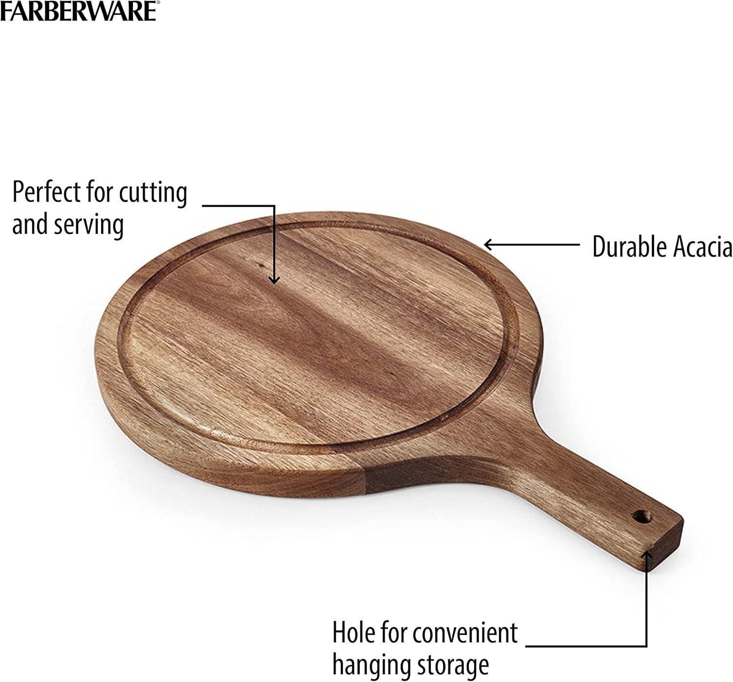 imageFarberware Round Paddle Board with Juice Groove 75x10 Inch Rubberwood14L x 98W