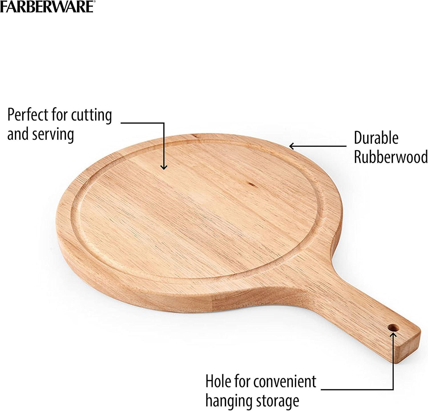 imageFarberware Round Paddle Board with Juice Groove 75x10 Inch Rubberwood14L x 98W