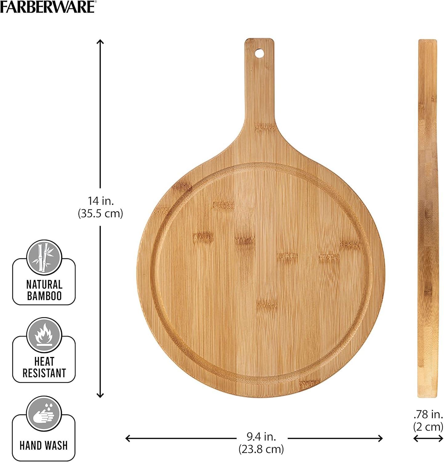imageFarberware Round Paddle Board with Juice Groove 75x10 Inch Rubberwood14L x 98W