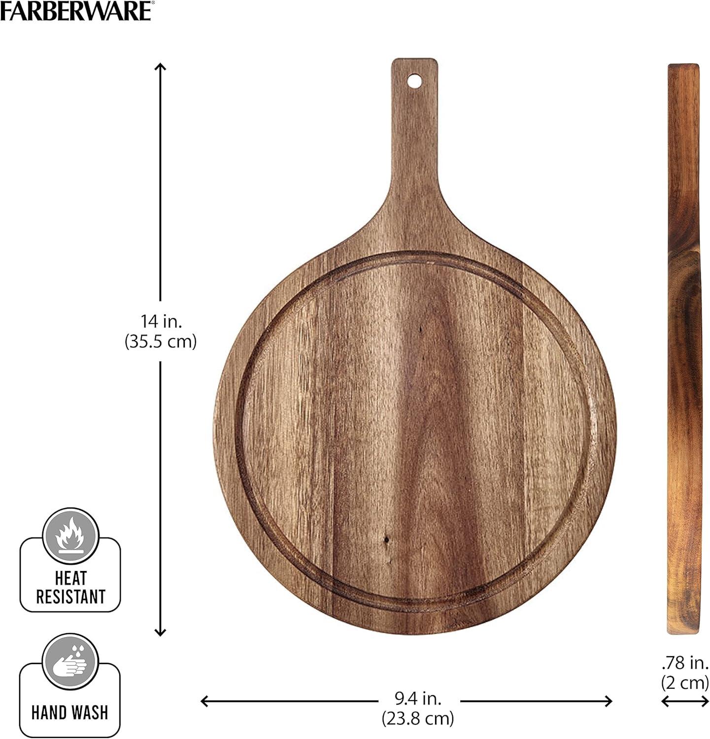 imageFarberware Round Paddle Board with Juice Groove 75x10 Inch Rubberwood14L x 98W