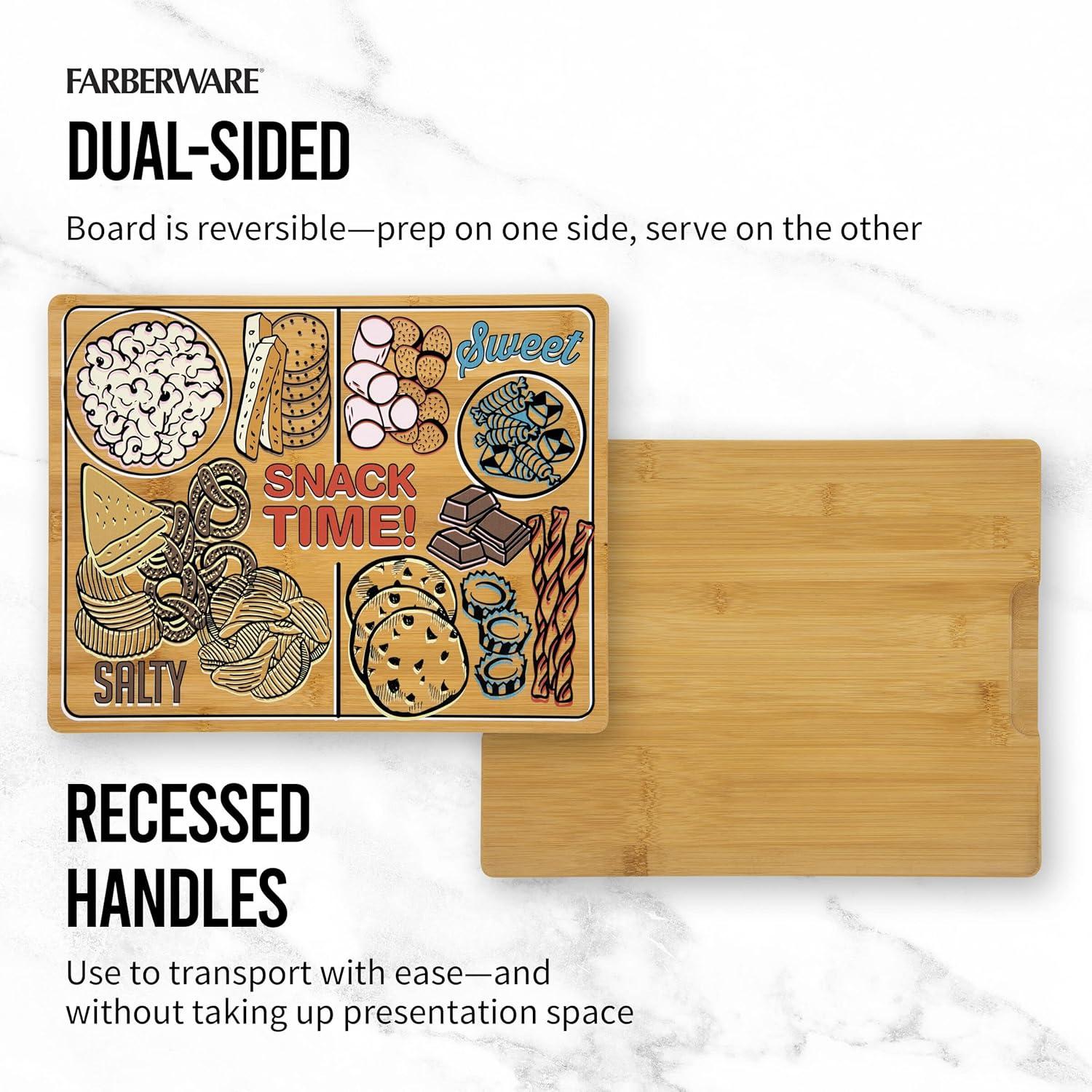 imageFarberware Snack Time Cutting Board 11x14 Inch BambooSnack Time