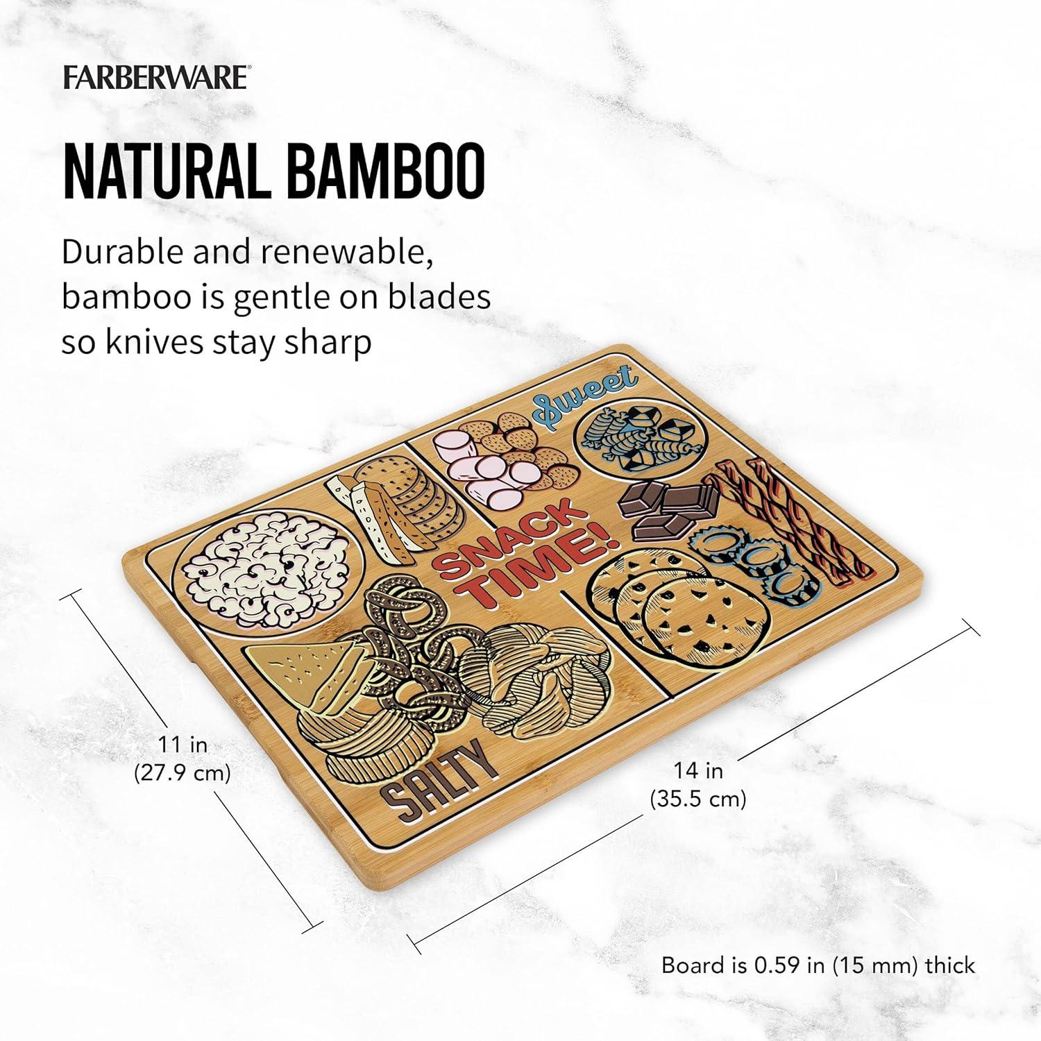 imageFarberware Snack Time Cutting Board 11x14 Inch BambooSnack Time