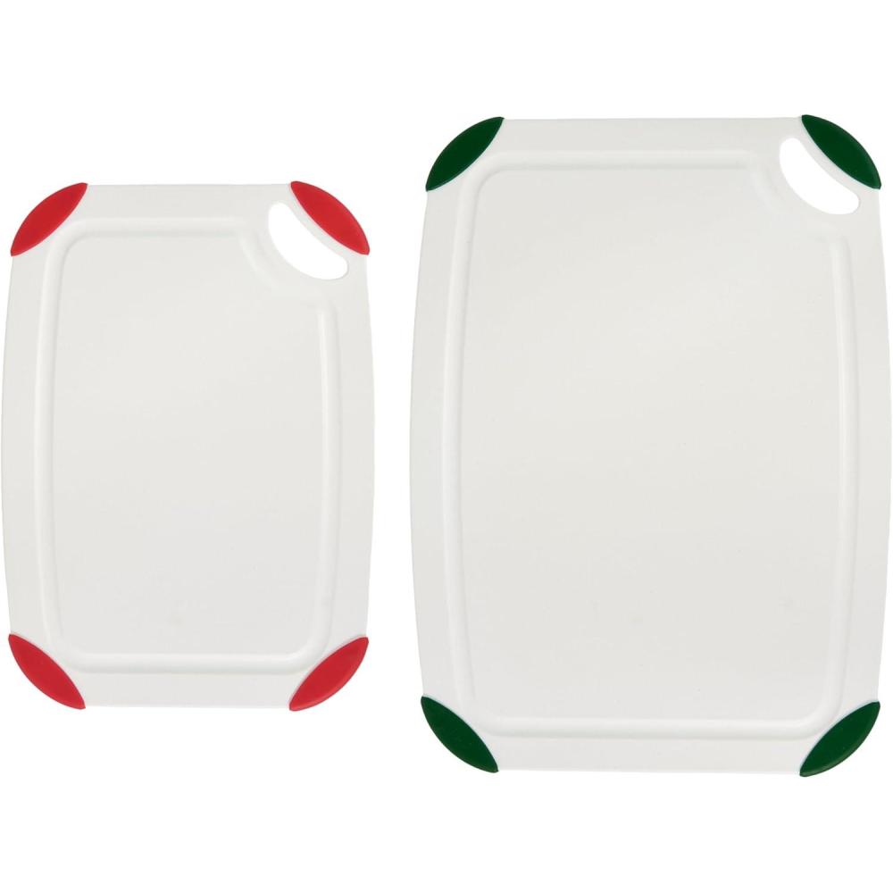 imageFarberware Cutting Board Set Made from Recycled PET RPET with NonSlip Edges Durable ampamp Dishwasher Safe 2PieceWhite