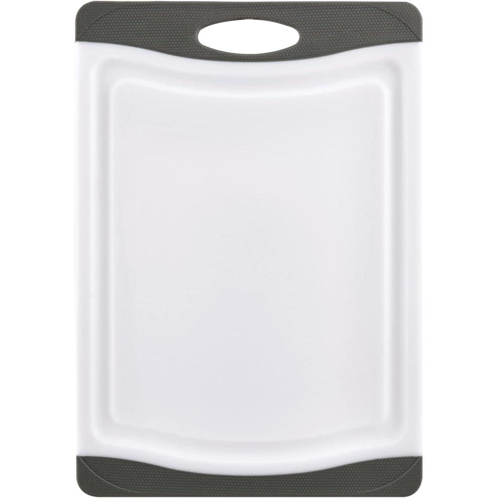 imageFarberware Nonslip Poly Cutting Board 8x10Inch Gray and WhiteGray and White