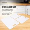 imageFarberware 3Piece Plastic Cutting Board Set DishwasherSafe Poly Chopping Board for Kitchen with Paddle Charcuterie Board Set WhiteSet  Cutting Board