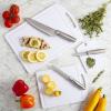imageFarberware 3Piece Plastic Cutting Board Set DishwasherSafe Poly Chopping Board for Kitchen with Paddle Charcuterie Board Set WhiteSet