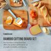 imageFarberware 3Piece Wood Cutting Board Set Reversible Chopping Boards for Meal Prep and Serving Charcuterie Boards Wooden Cutting Boards with Builtin Handles Set of 3 Assorted Sizes Bamboo14L x 11W