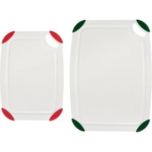 imageFarberware Cutting Board Set Made from Recycled PET RPET with NonSlip Edges Durable ampamp Dishwasher Safe 2PieceWhite