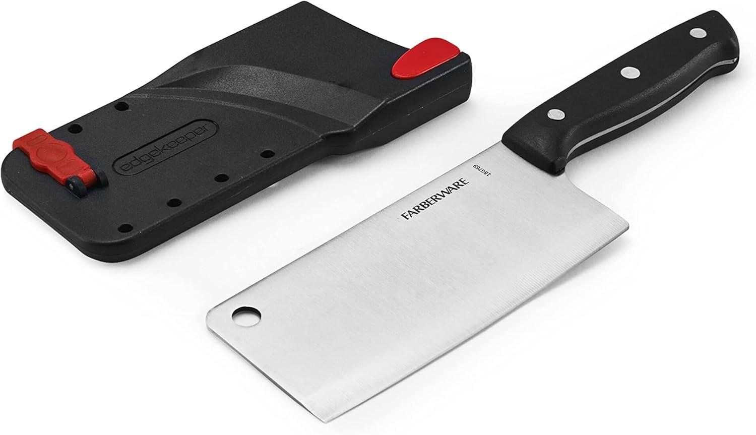 imageFarberware Edgekeeper SelfSharpening Triple Riveted Chef Knife Set 6Piece BlackCleaver Knife