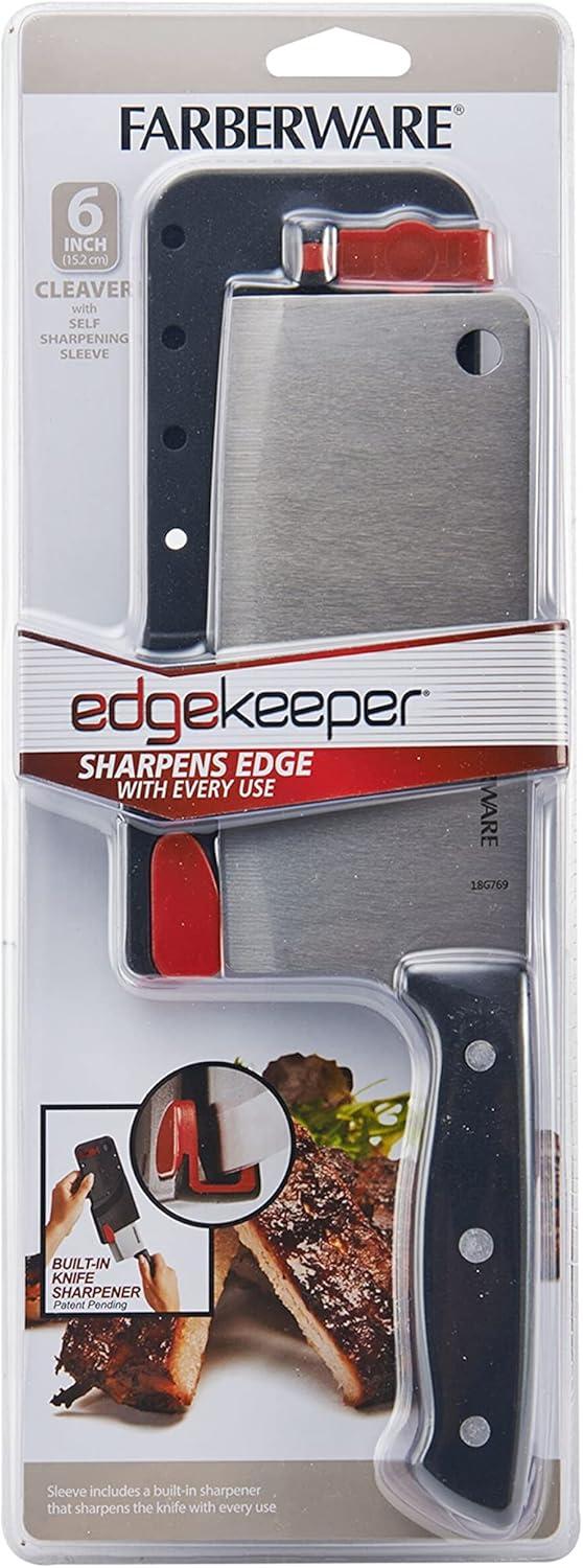 imageFarberware Edgekeeper SelfSharpening Triple Riveted Chef Knife Set 6Piece BlackCleaver Knife