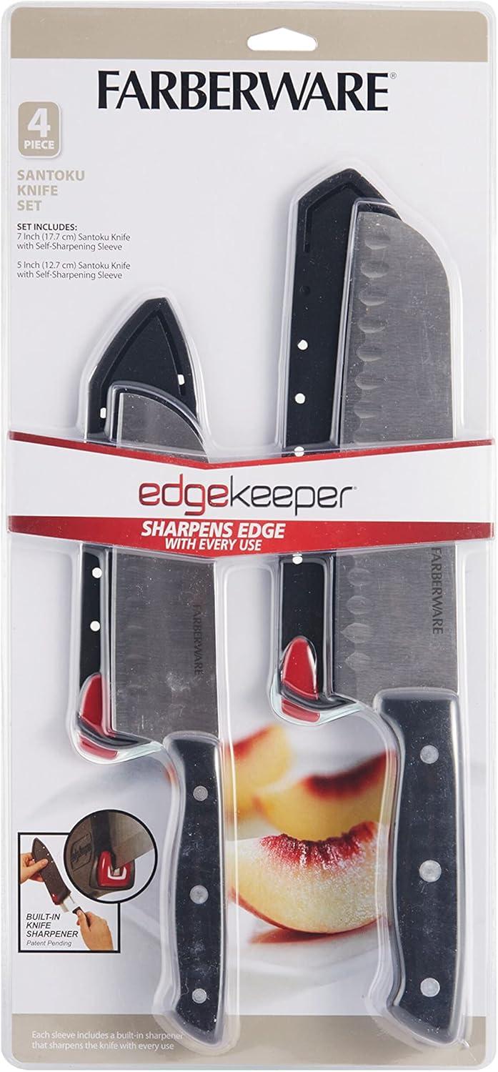 imageFarberware Edgekeeper SelfSharpening Triple Riveted Chef Knife Set 6Piece BlackSantoku Knife Set