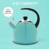imageFarberware Dome Tea Kettle Whistling Teapot Porcelain Enamel on Carbon Steel BPAFree RustProof Cool Handle 3 qt 12 Cup Capacity RedAqua