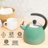 imageFarberware Dome Tea Kettle Whistling Teapot Porcelain Enamel on Carbon Steel BPAFree RustProof Cool Handle 3 qt 12 Cup Capacity RedAqua