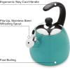 imageFarberware Dome Tea Kettle Whistling Teapot Porcelain Enamel on Carbon Steel BPAFree RustProof Cool Handle 3 qt 12 Cup Capacity RedAqua