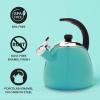 imageFarberware Dome Tea Kettle Whistling Teapot Porcelain Enamel on Carbon Steel BPAFree RustProof Cool Handle 3 qt 12 Cup Capacity RedAqua
