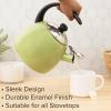 imageFarberware Dome Tea Kettle Whistling Teapot Porcelain Enamel on Carbon Steel BPAFree RustProof Cool Handle 3 qt 12 Cup Capacity RedGranny Apple