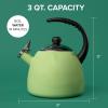 imageFarberware Dome Tea Kettle Whistling Teapot Porcelain Enamel on Carbon Steel BPAFree RustProof Cool Handle 3 qt 12 Cup Capacity RedGranny Apple