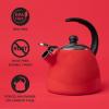 imageFarberware Dome Tea Kettle Whistling Teapot Porcelain Enamel on Carbon Steel BPAFree RustProof Cool Handle 3 qt 12 Cup Capacity RedPink