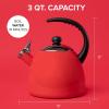 imageFarberware Dome Tea Kettle Whistling Teapot Porcelain Enamel on Carbon Steel BPAFree RustProof Cool Handle 3 qt 12 Cup Capacity RedPink