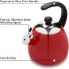 imageFarberware Dome Tea Kettle Whistling Teapot Porcelain Enamel on Carbon Steel BPAFree RustProof Cool Handle 3 qt 12 Cup Capacity RedPink
