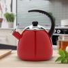 imageFarberware Dome Tea Kettle Whistling Teapot Porcelain Enamel on Carbon Steel BPAFree RustProof Cool Handle 3 qt 12 Cup Capacity RedPink