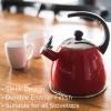 imageFarberware Dome Tea Kettle Whistling Teapot Porcelain Enamel on Carbon Steel BPAFree RustProof Cool Handle 3 qt 12 Cup Capacity RedPink