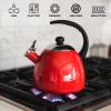 imageFarberware Dome Tea Kettle Whistling Teapot Porcelain Enamel on Carbon Steel BPAFree RustProof Cool Handle 3 qt 12 Cup Capacity RedPink
