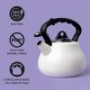 imageFarberware Lovely Lady Stovetop Tea Kettle Whistling Teapot Porcelain Enamel on Carbon Steel BPAFree RustProof Cool Handle 2 qt 8 Cup Capacity Pearl