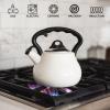 imageFarberware Lovely Lady Stovetop Tea Kettle Whistling Teapot Porcelain Enamel on Carbon Steel BPAFree RustProof Cool Handle 2 qt 8 Cup Capacity Pearl
