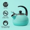 imageFarberware Luna Water Kettle Whistling Tea Pot Works For All Stovetops Porcelain Enamel on Carbon Steel BPAFree RustProof Stay Cool Handle 25qt 10 Cups Capacity BlackAqua